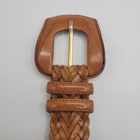 De Vecchi by Hamilton Hodge Belt Medium Brown Leather Braided Woven Italy Boho main image 4